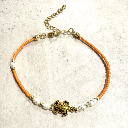 Turtle Pearl Seed Bead Glass Orange